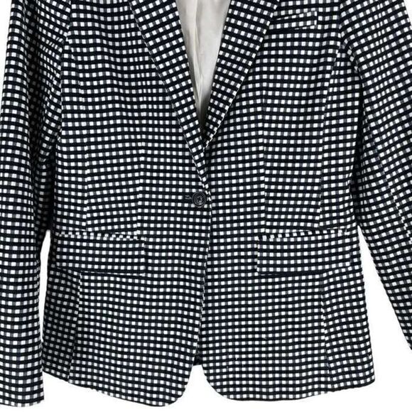 Banana Republic Women’s Size 00 One Button Blazer Black White Gingham Plaid NWOT - Picture 5 of 13